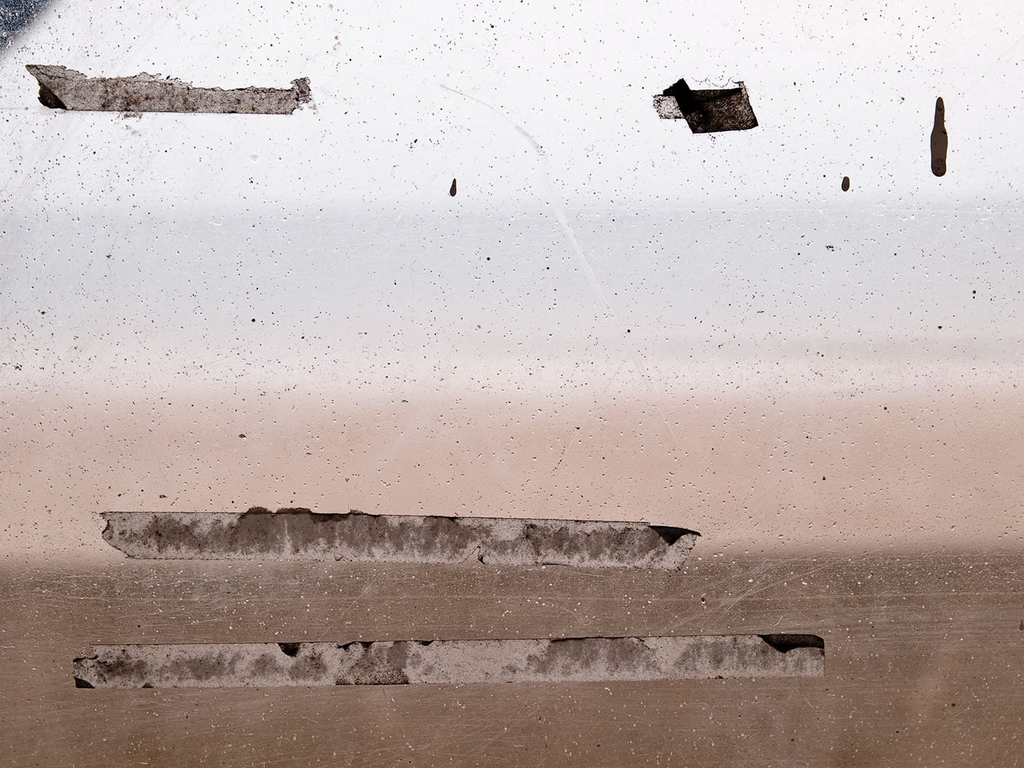 Glass window in seaside shelter, Redcar